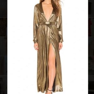Revolve Metallic Deep-V Dress